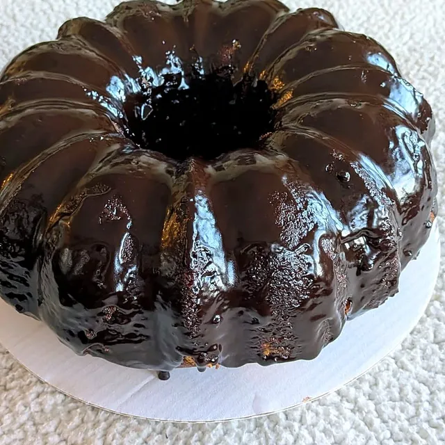 Chocolate bundt cake with ganache glaze